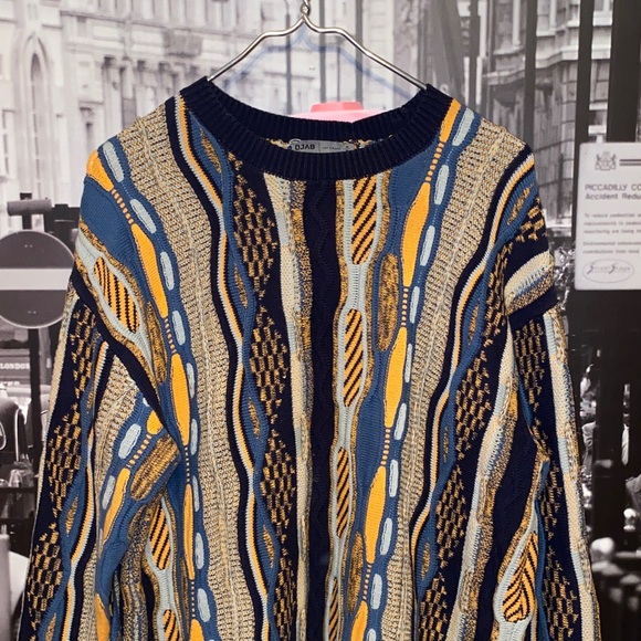 Vintage Coogi Style DJab Multicolor Crewneck Cable Knit Sweater size M - Picture 2 of 11